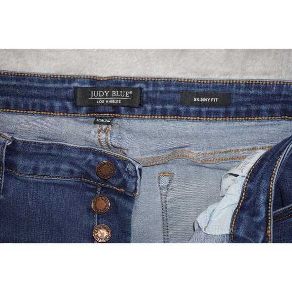 Judy Blue Women's 15/32 High Rise Tummy Control Top Skinny Jeans Dark Wash Jeans - Picture 4 of 15